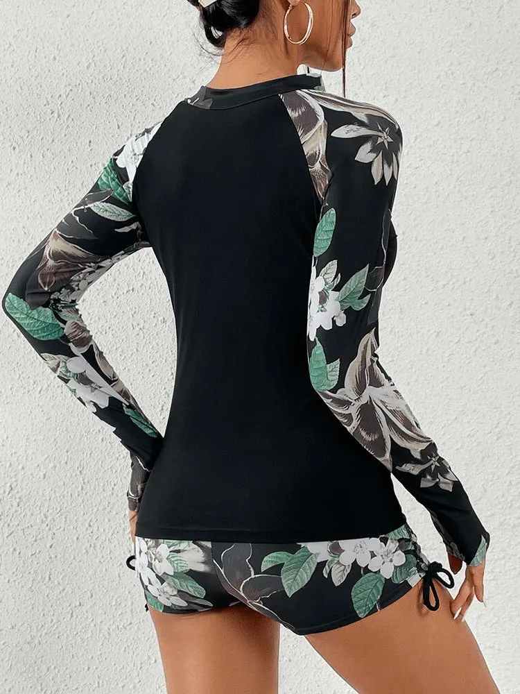 Stylish Split Women's Long Sleeve Surfing Swimwear - SF0937